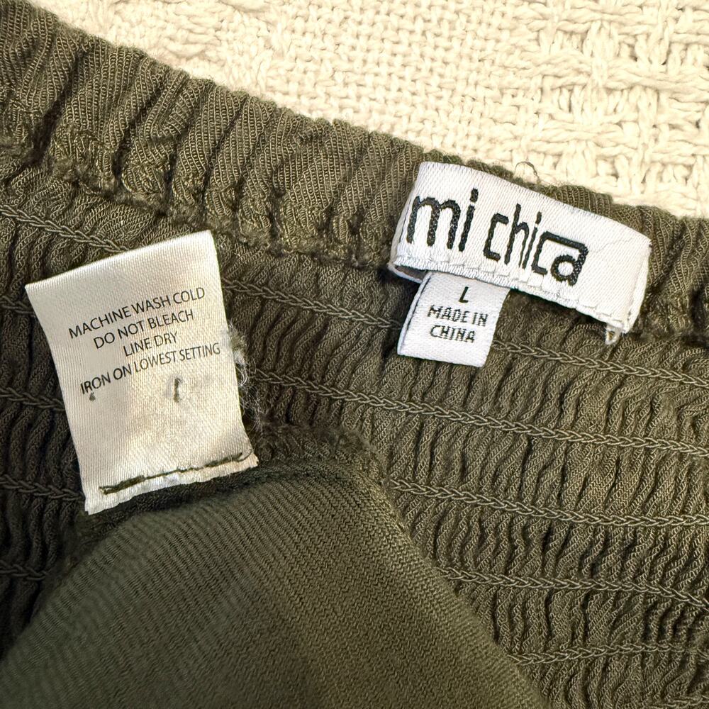 Mimi Chica large smocked cropped wide leg jumpsuit pant pockets P 3098 - Picture 5 of 11